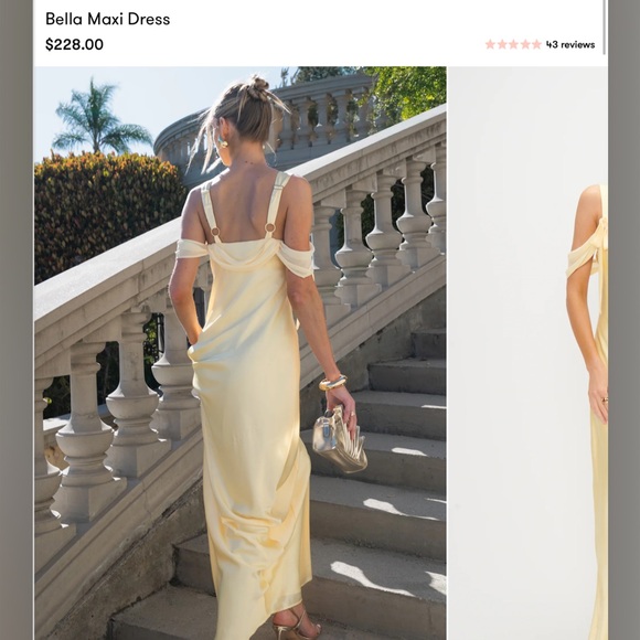 Show Me Your MuMu Bella Maxi Dress in pale yellow satin - Picture 3 of 6